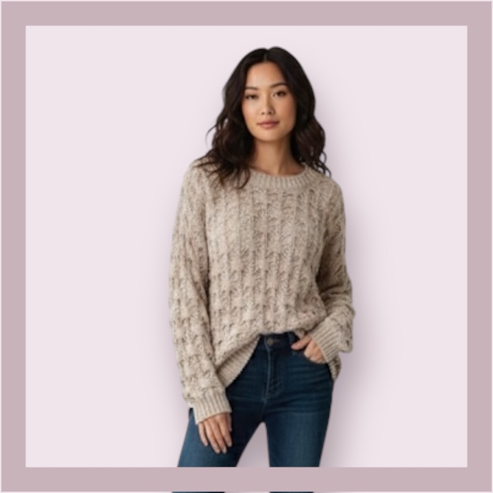 Katsumi Oatmeal Textured Open Knit Sweater